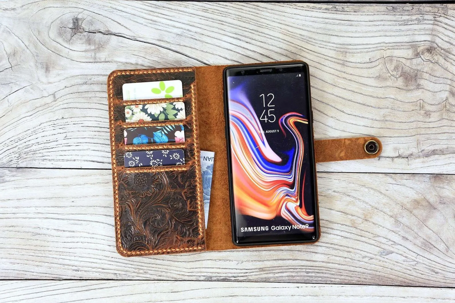 Embossing Tooled leather samsung galaxy note 20 10 9 case wallet
