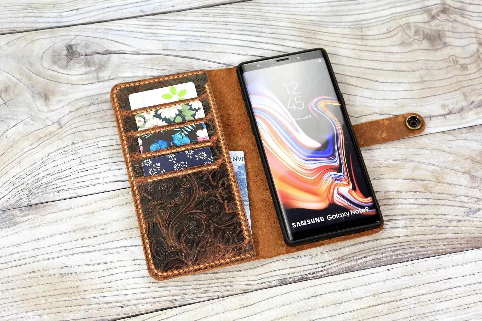 Embossing Tooled leather samsung galaxy note 20 10 9 case wallet