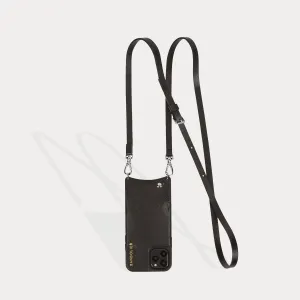 Emma Vegan Leather Crossbody Bandolier - Vegan Black/Silver
