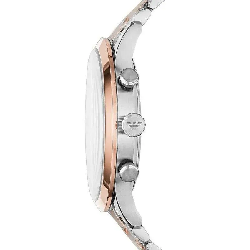 Emporio Armani Silver and Bronze Steel Chronograph Watch