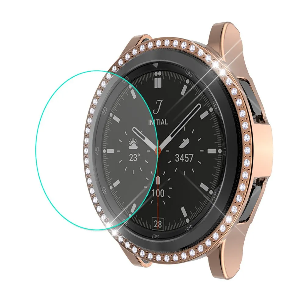 ENKAY Samsung Galaxy Watch 4 Classic (46mm) rhinestone cover   tempered glass screen protector - Rose Gold