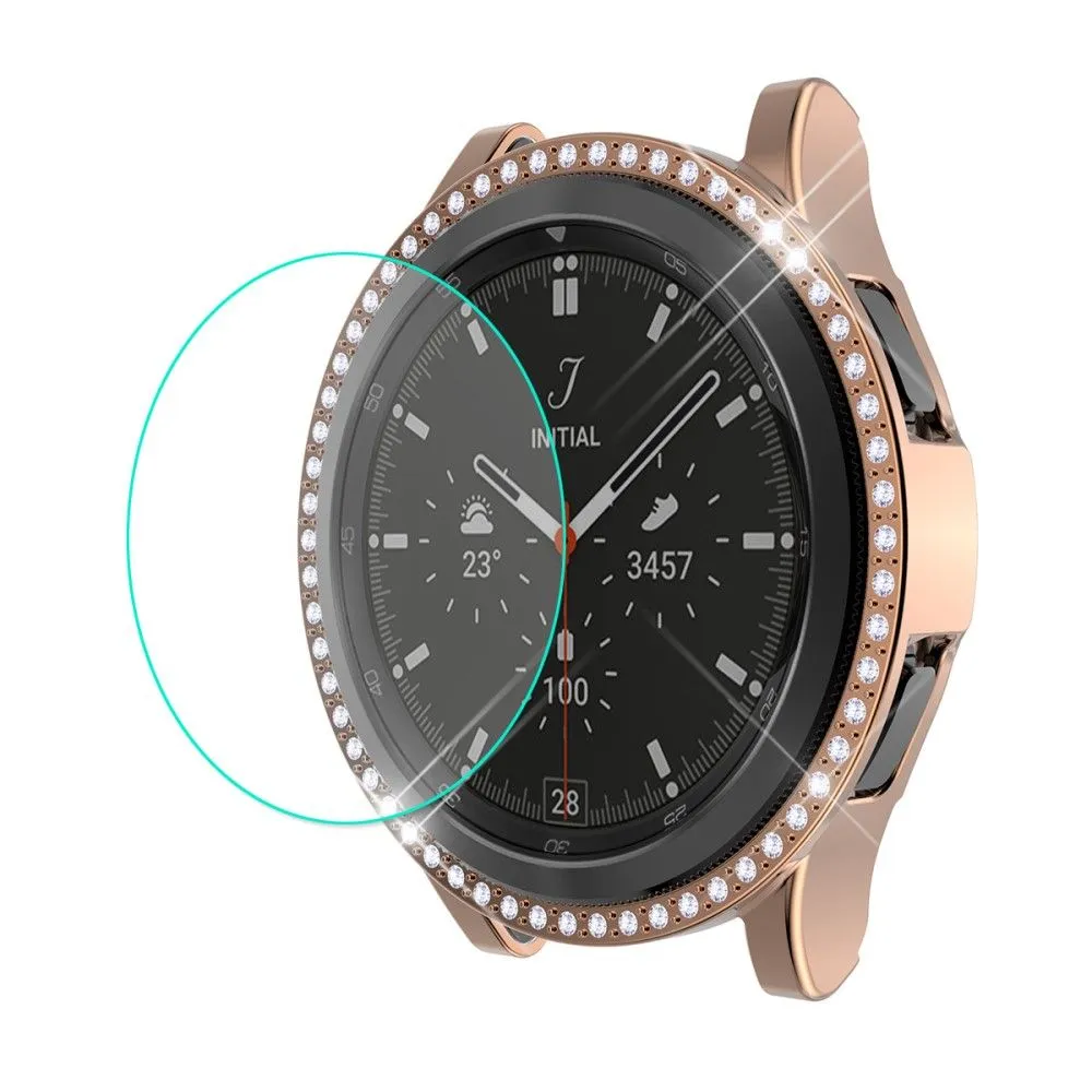 ENKAY Samsung Galaxy Watch 4 Classic (46mm) rhinestone cover   tempered glass screen protector - Rose Gold