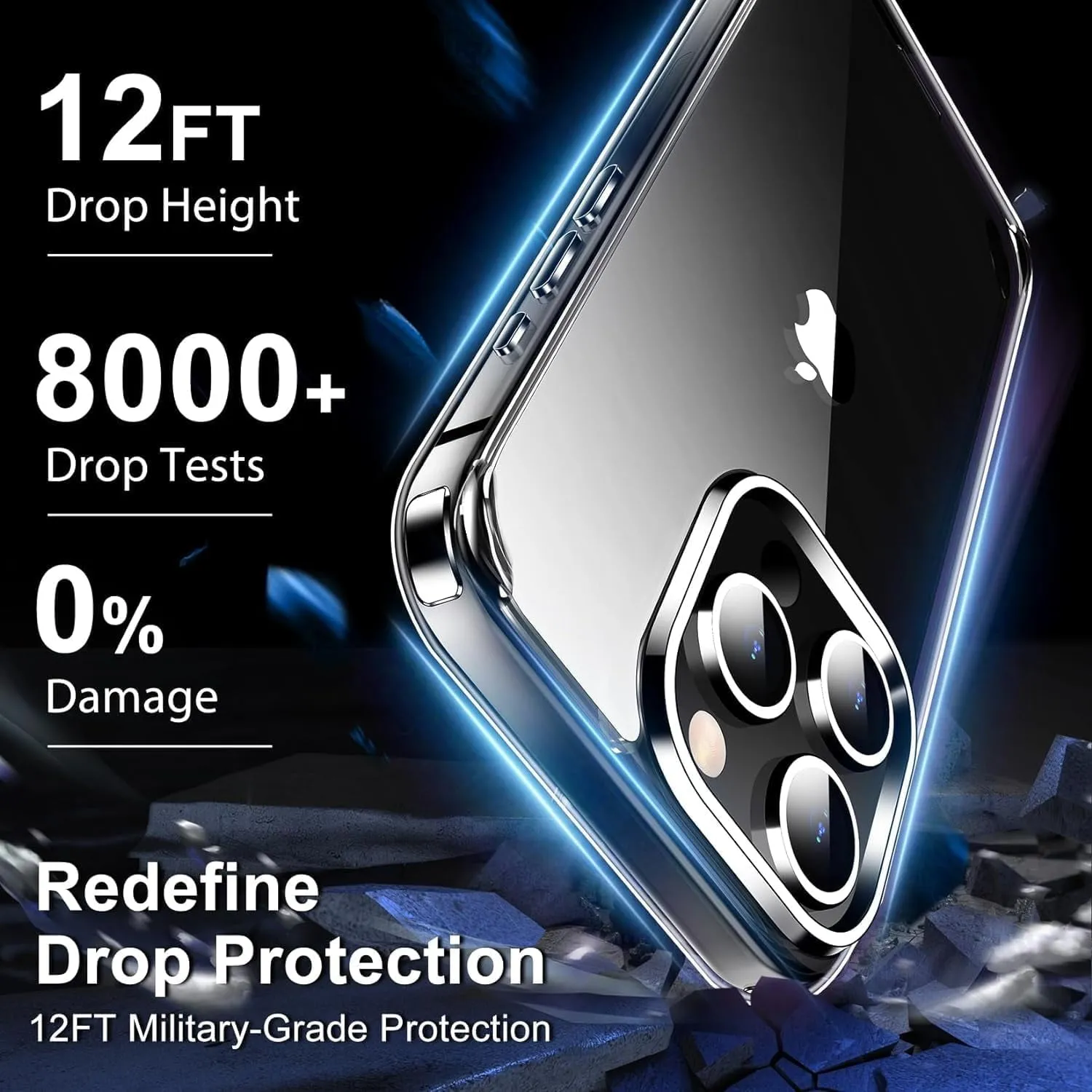 Entronix Case Heavy Duty Clear Case Designed for Apple iPhone XR Transparent with 2 Tempered Glass Screen Protector, Shockproof Dropproof Slim Case