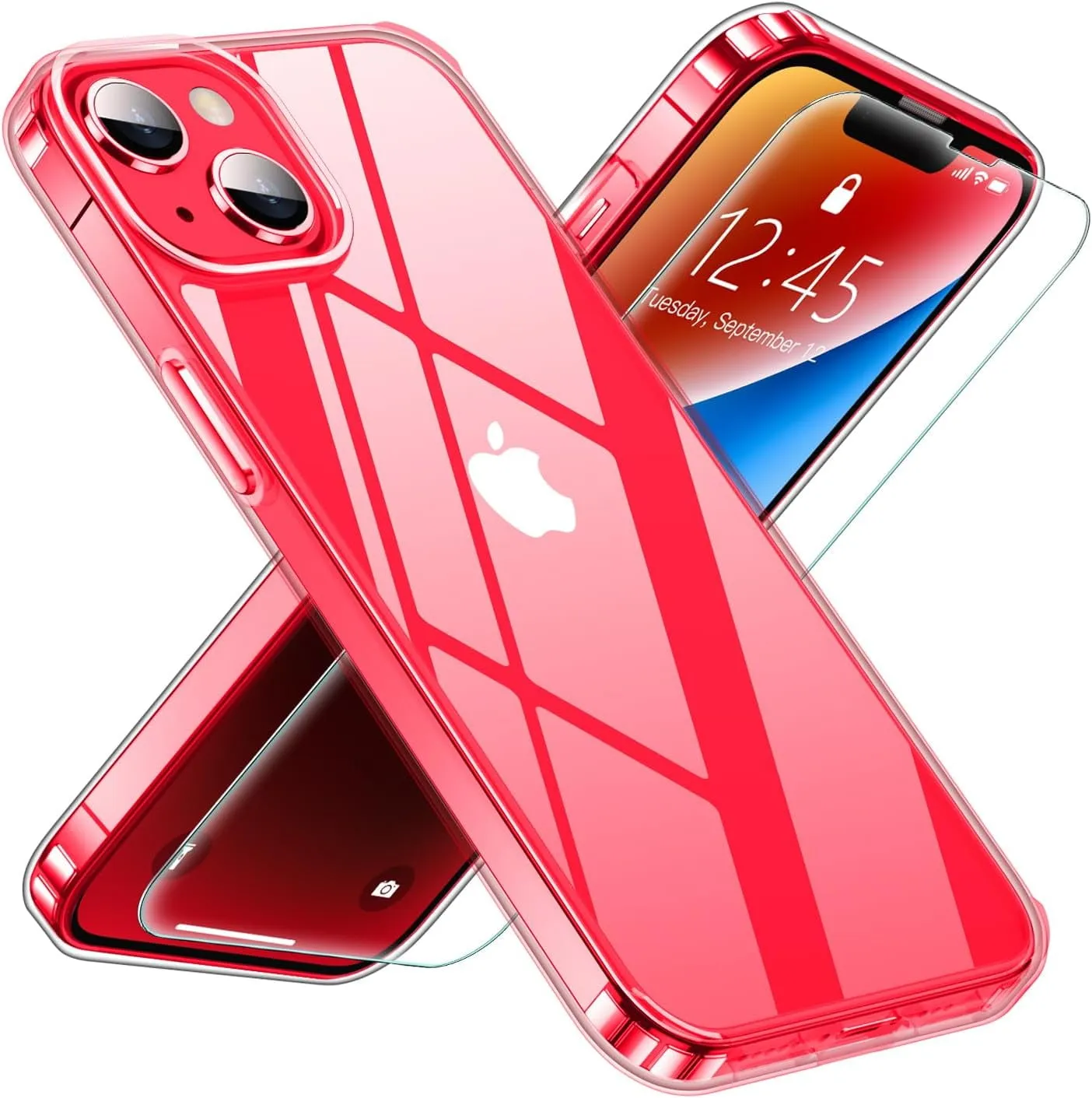 Entronix Case Heavy Duty Clear Case for Apple iPhone 13 Mini Transparent with 1 Tempered Glass Screen Protector, Shockproof Dropproof Slim Case