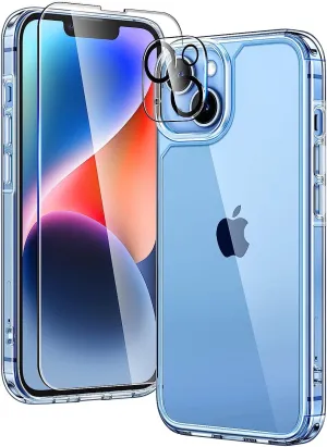 Entronix Case Heavy Duty Transparent Case for Apple iPhone 13 Mini with 1 Screen Protector and Camera Lens, Shockproof Dropproof Slim Case Clear