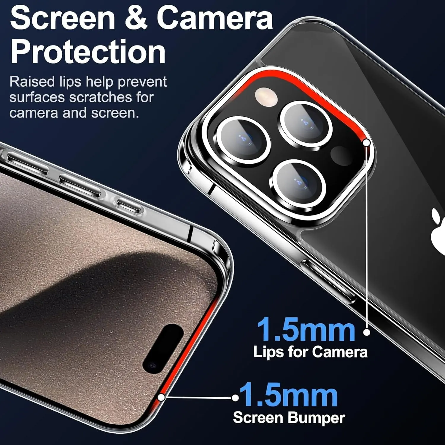 Entronix Case Heavy Duty Transparent Case for Apple iPhone 14 Plus with 1 Screen Protector and Camera Lens, Shockproof Dropproof Slim Case Clear