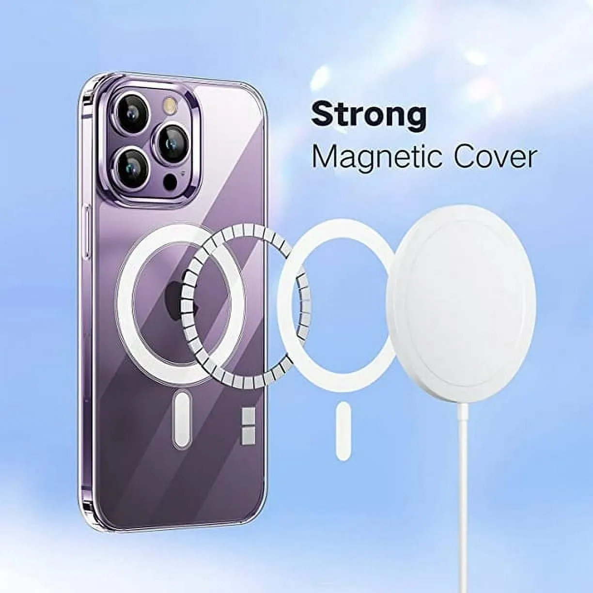 Entronix Case Magnetic Clear Case Designed for Apple iPhone 15 Pro Max with 2 Tempered Glass, Shockproof Transparent Crystal Cover