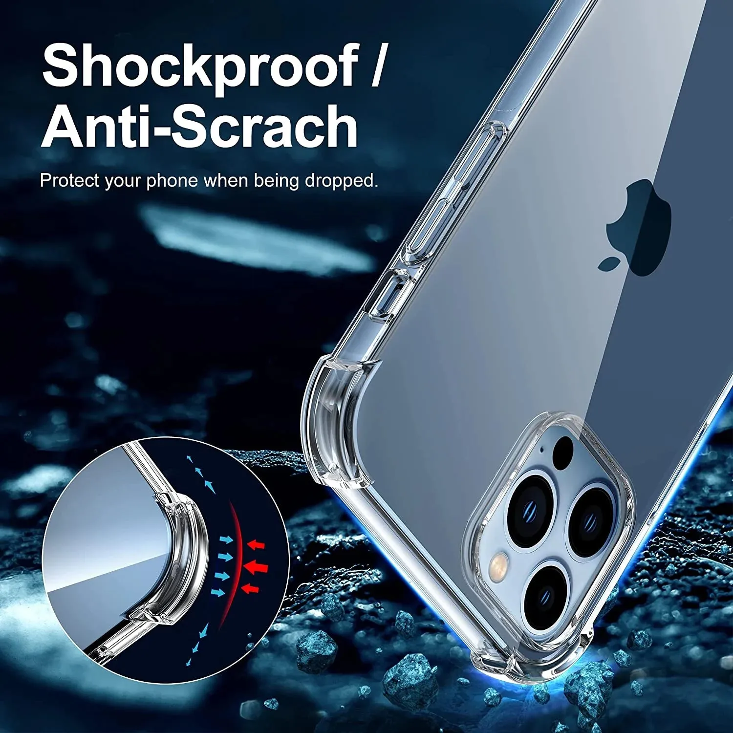 Entronix Case Transparent Case for Apple iPhone 12 Pro Max Clear Case, [ Resistant] Hard Back Cover Soft Silicone, Shockproof Slim Case