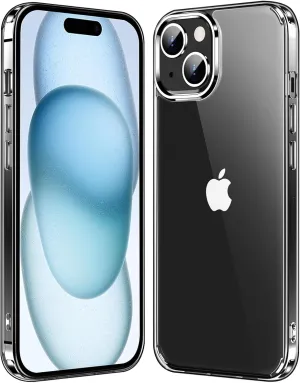 Entronix Case Transparent Case for Apple iPhone 15 Clear Case, [ Resistant] Hard Back Cover Soft Silicone, Shockproof Slim Case