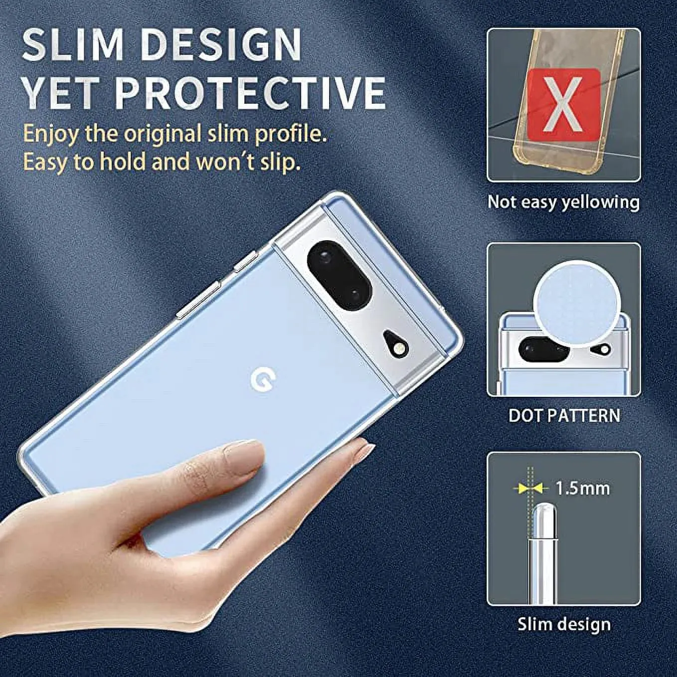 Entronix Case Transparent Case for Google Pixel 7 Pro Clear Case, [ Resistant] Hard Back Cover Soft Silicone, Shockproof Slim Case