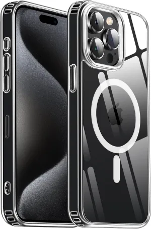 Entronix Case Transparent Clear Case for Apple iPhone 15 Pro Max Magnetic Case, [ Resistant] Slim Fit Shockproof Crystal Case