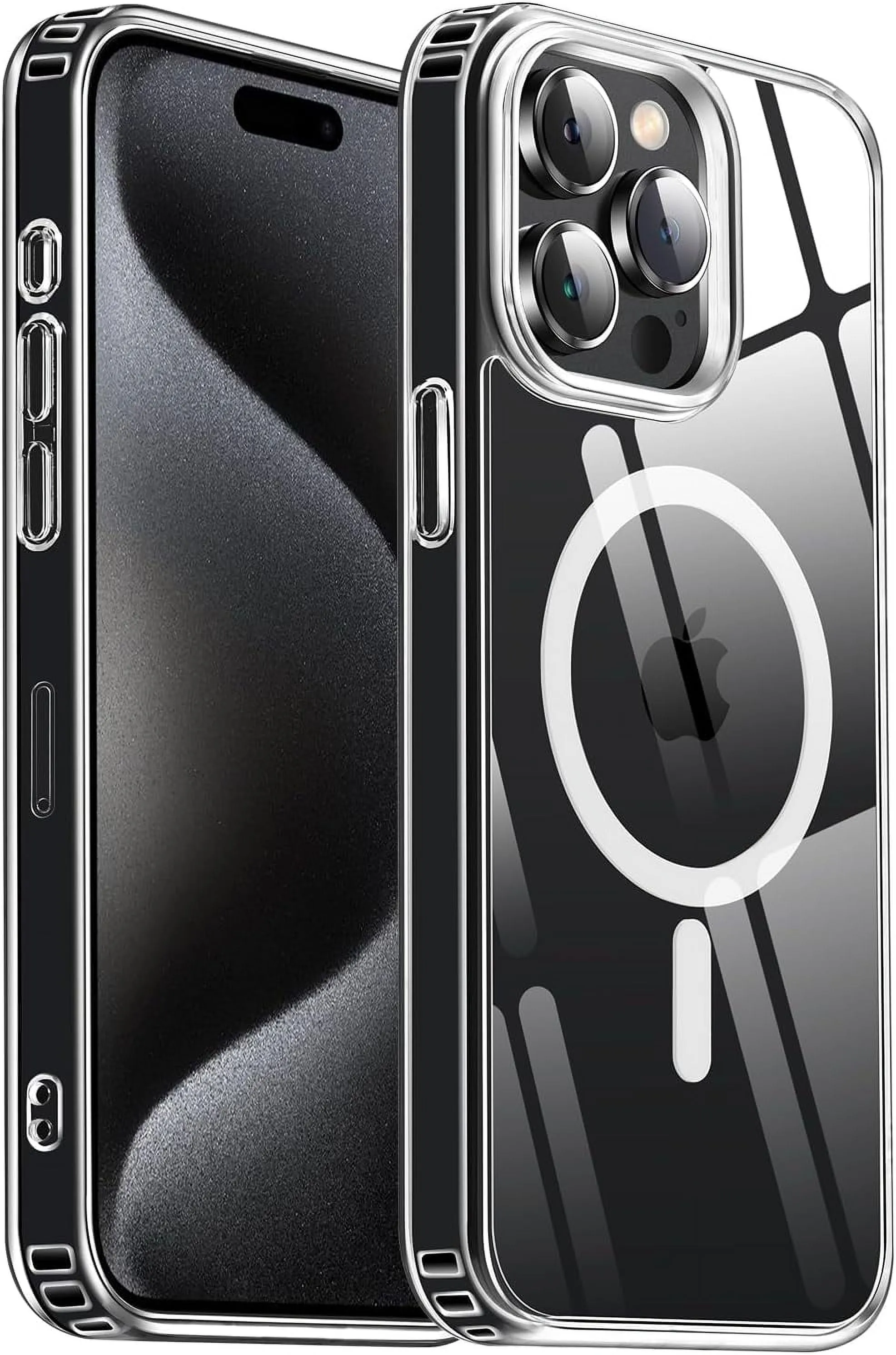Entronix Case Transparent Clear Case for Apple iPhone 15 Pro Max Magnetic Case, [ Resistant] Slim Fit Shockproof Crystal Case