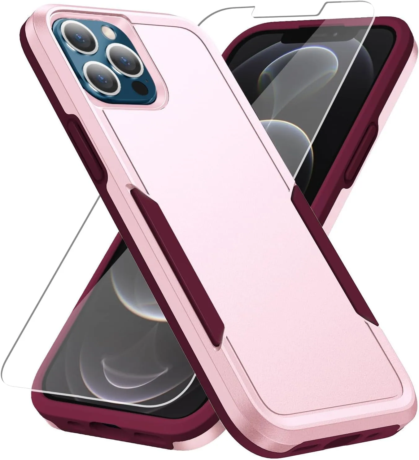 Entronix Heavy Duty Case Designed for Apple iPhone 12 Pro Max with 1Pc Tempered Glass Screen Protector, Shockproof Dropproof Anti-Scratch Cover