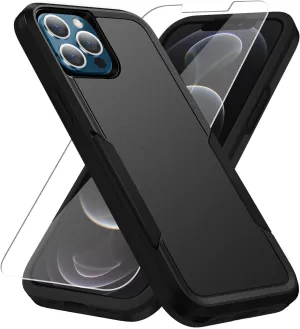 Entronix Heavy Duty Case Designed for Apple iPhone 12 Pro Max with 1Pc Tempered Glass Screen Protector, Shockproof Dropproof Anti-Scratch Cover