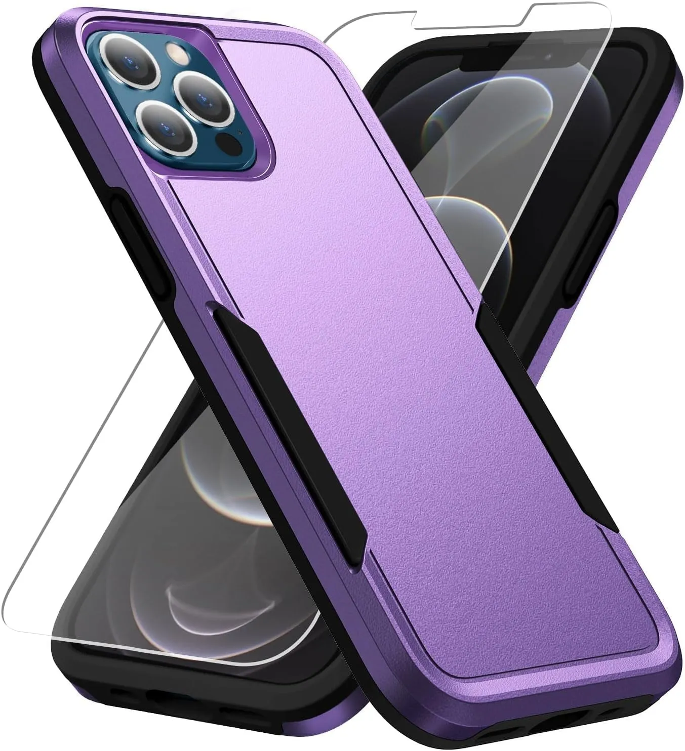 Entronix Heavy Duty Case Designed for Apple iPhone 12 Pro Max with 1Pc Tempered Glass Screen Protector, Shockproof Dropproof Anti-Scratch Cover