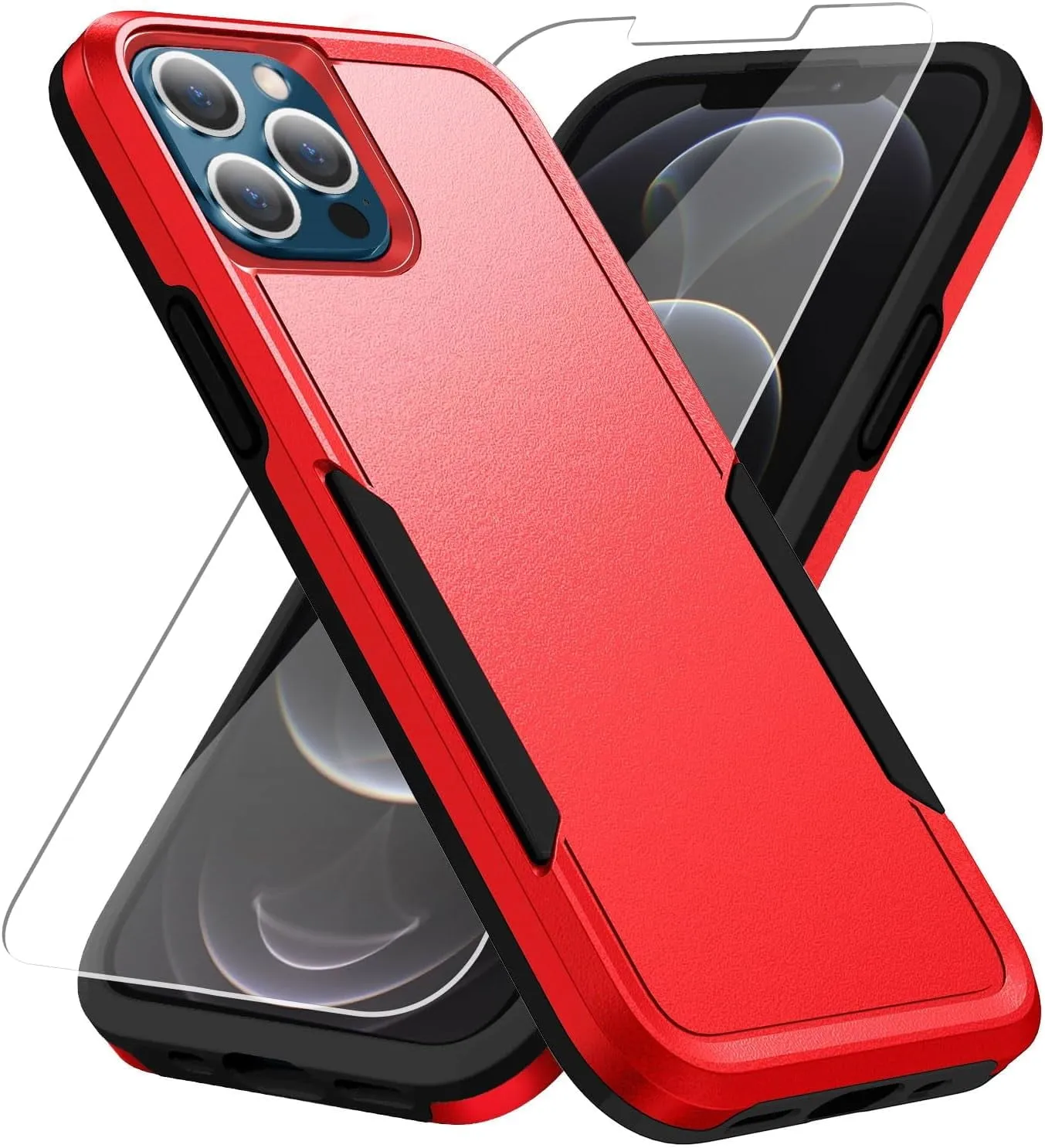 Entronix Heavy Duty Case Designed for Apple iPhone 12 Pro Max with 1Pc Tempered Glass Screen Protector, Shockproof Dropproof Anti-Scratch Cover