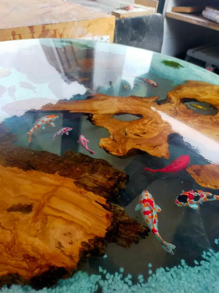Epoxy Resin & Wood Table Top - Aquarium