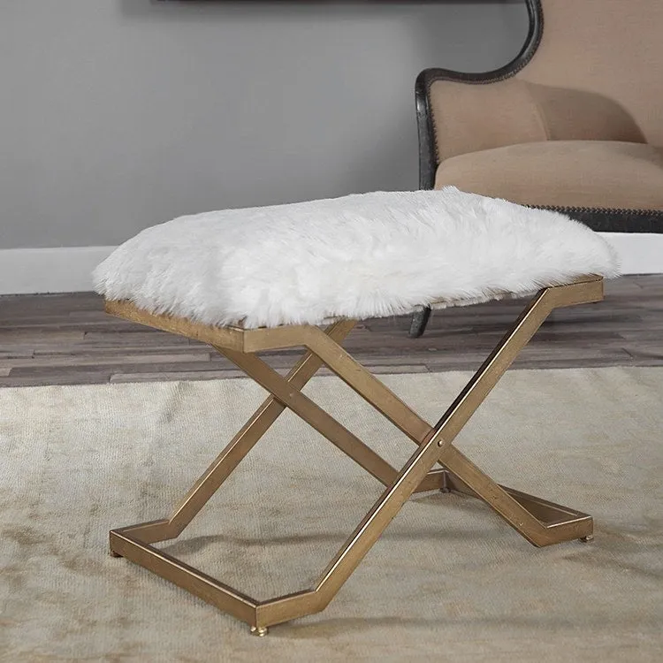 Farran Small Faux Fur Bench by Grace Feyock