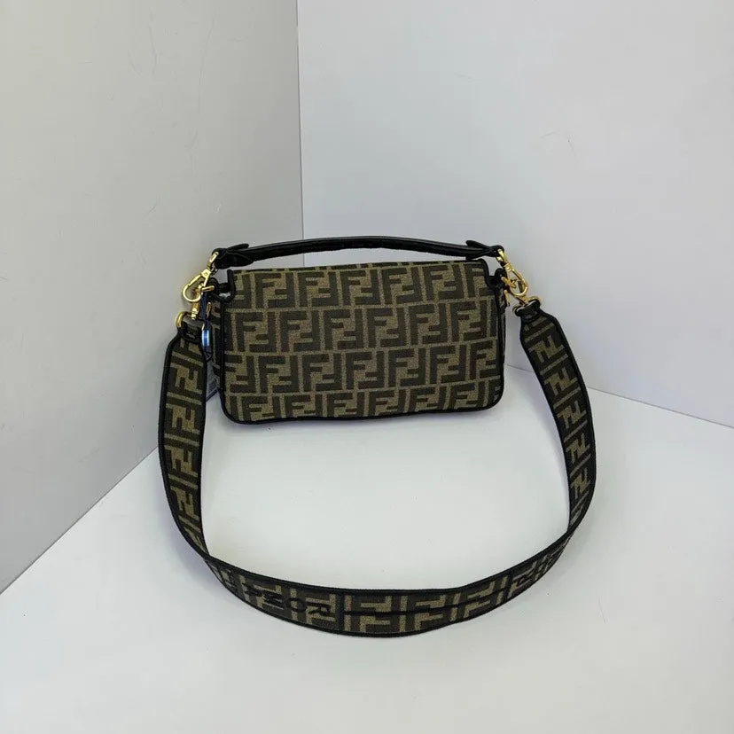 Fendi Vintage Monogram Baguette Bag Brown Canvas Gold Hardware 27cm