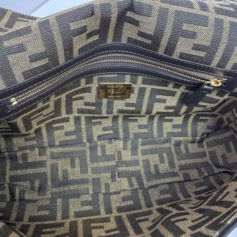 Fendi Vintage Monogram Baguette Bag Brown Canvas Gold Hardware 27cm