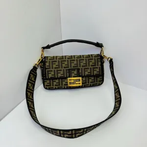 Fendi Vintage Monogram Baguette Bag Brown Canvas Gold Hardware 27cm