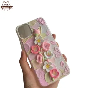 Finished Handmade Decoden Phone Case | Sakura Cherry Blossoms Flowers Charms | Samsung Android iPhone Cases