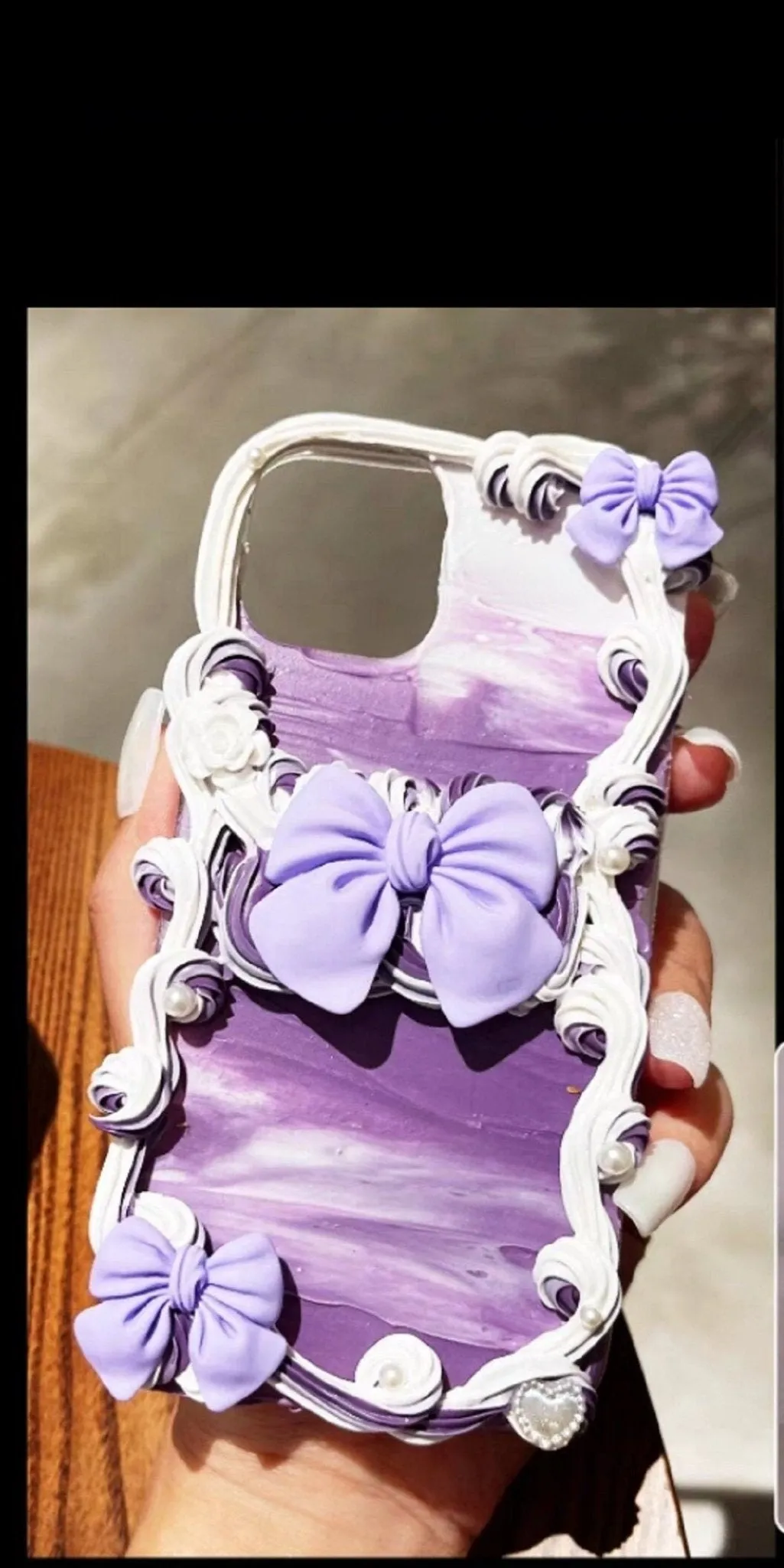 Finished Handmade Decoden Phone Cases | Beautiful Purple Flowers Bows Butterflies Charms | Samsung Android iPhone Cases