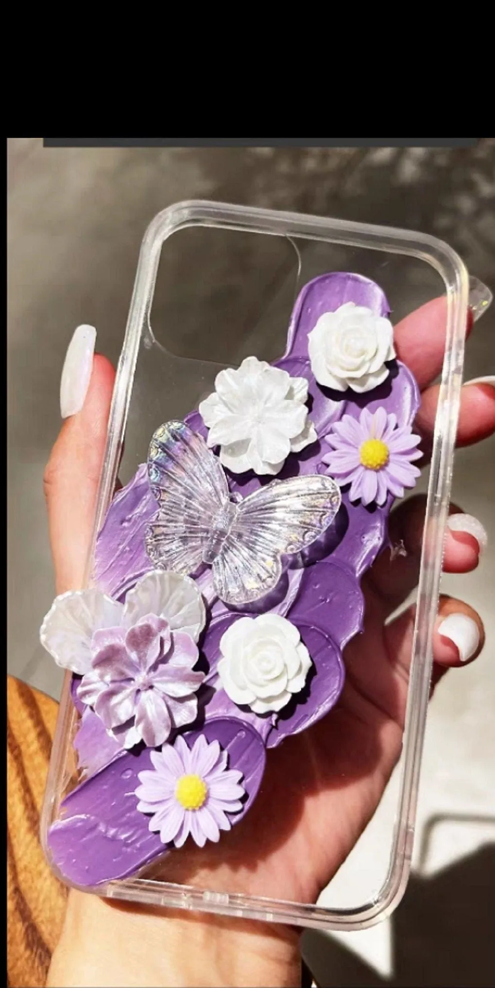 Finished Handmade Decoden Phone Cases | Beautiful Purple Flowers Bows Butterflies Charms | Samsung Android iPhone Cases