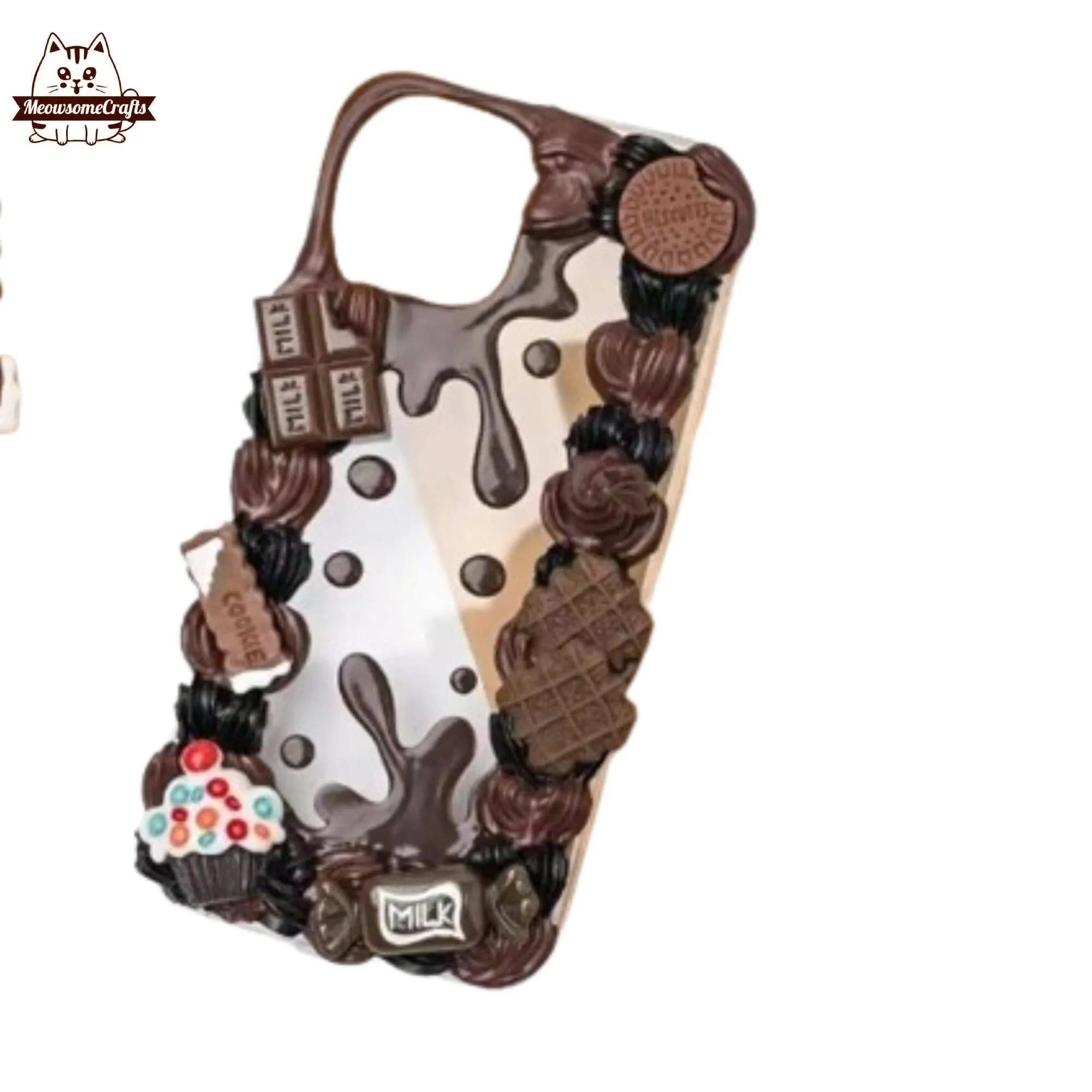 Finished Handmade Decoden Phone Cases | Chocolate Bar Candy Cupcake Ice Cream Dessert Charms | Samsung Android iPhone Cases