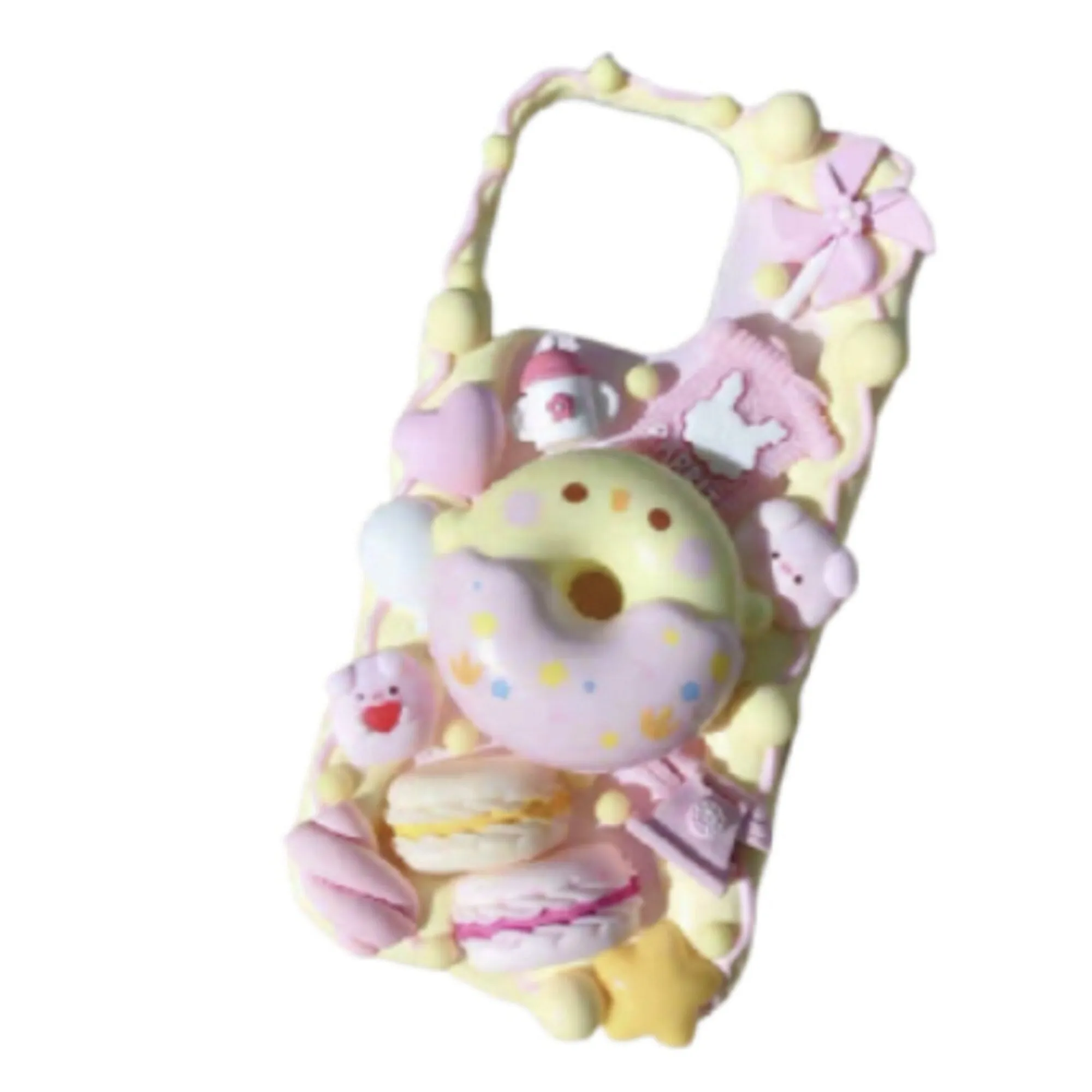 Finished Handmade Decoden Phone Cases | Kawaii Animal Frosted Donuts Bear Chick Cat Dog Balloons Charms | Samsung Android iPhone Cases