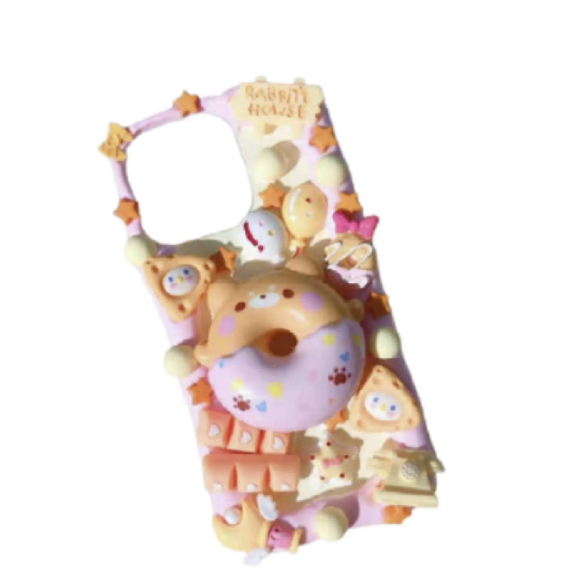Finished Handmade Decoden Phone Cases | Kawaii Animal Frosted Donuts Bear Chick Cat Dog Balloons Charms | Samsung Android iPhone Cases