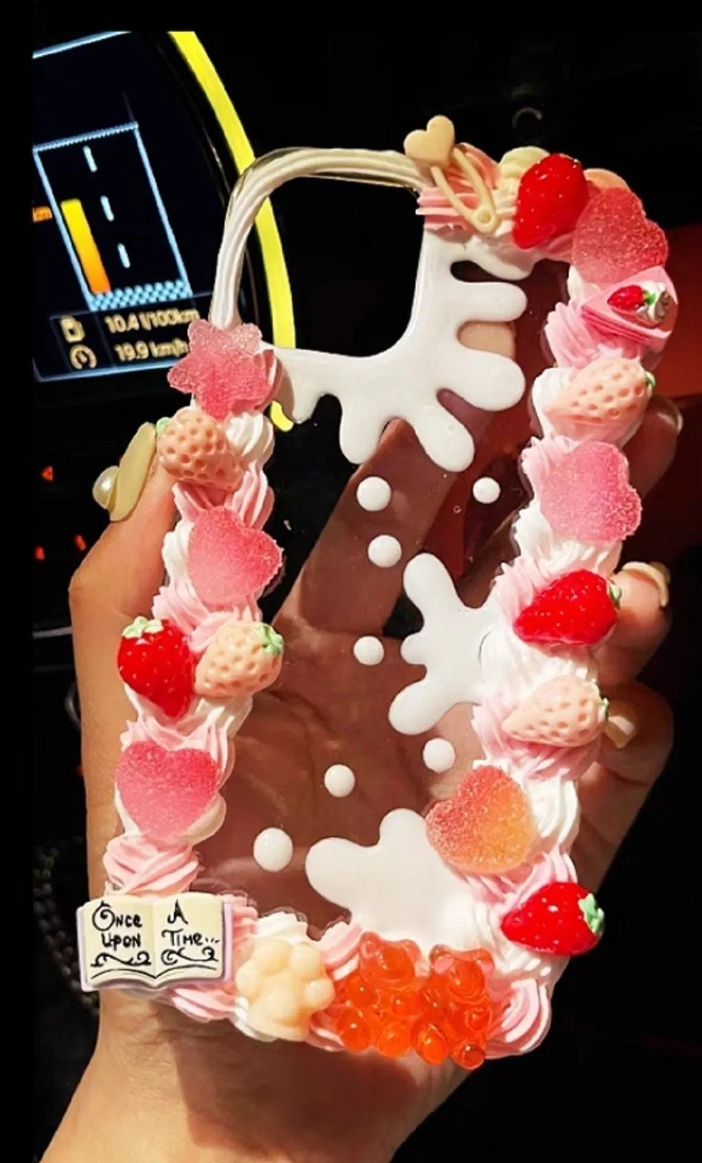 Finished Handmade Decoden Phone Cases | Kawaii Rabbit Bow Strawberry Peach Fruits Ice Cream Pearls Bows Charms | Samsung Android iPhone Cases