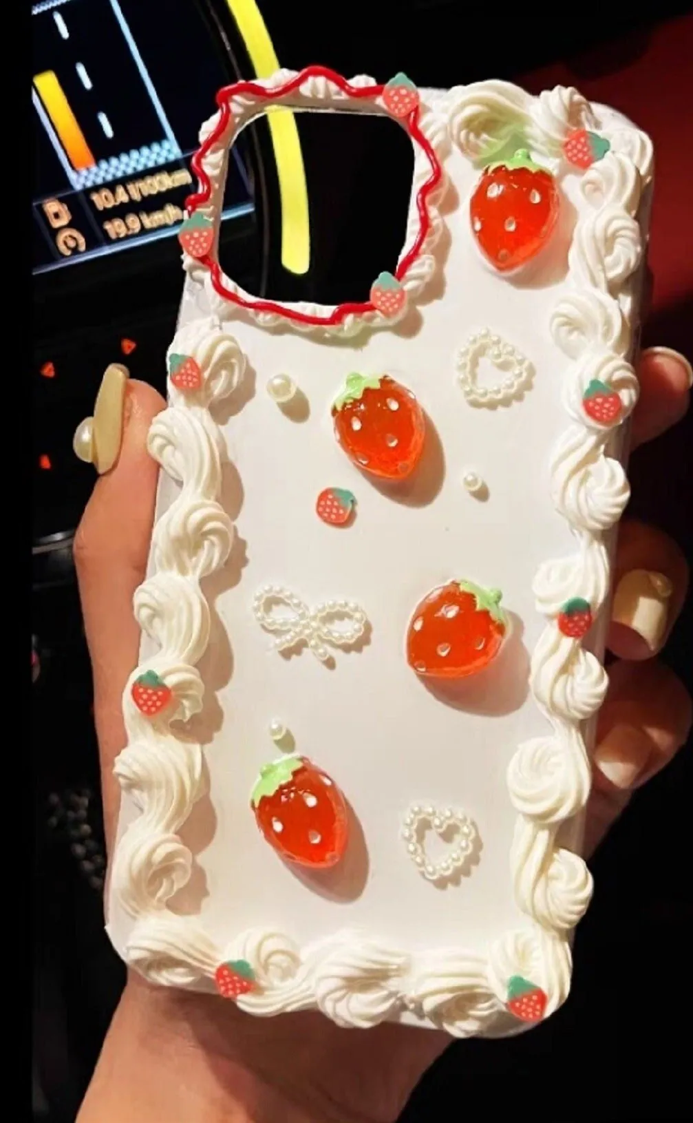 Finished Handmade Decoden Phone Cases | Kawaii Rabbit Bow Strawberry Peach Fruits Ice Cream Pearls Bows Charms | Samsung Android iPhone Cases