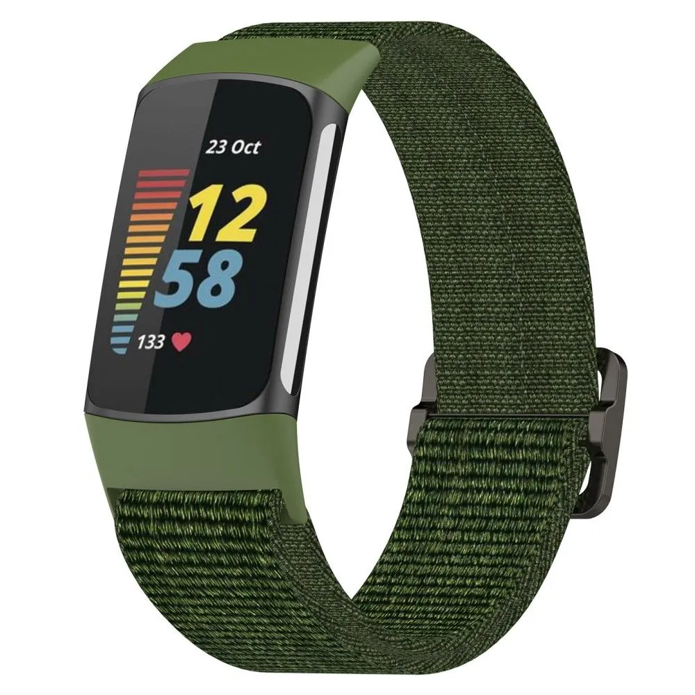 Fitbit Charge 5 elastic nylon watch strap - Green