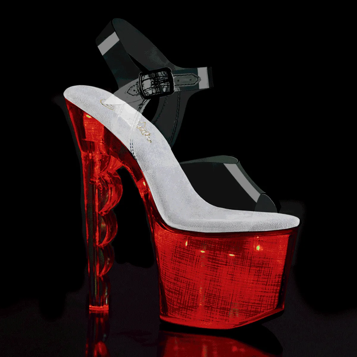 FLASHDANCE-708SCH Scalloped Heel LED Light UP Stripper Shoe