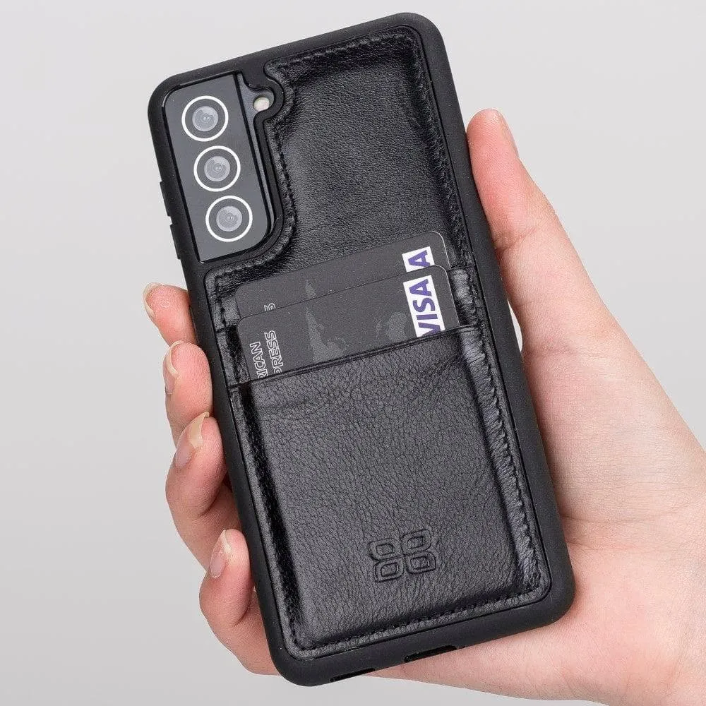 Flex Cover Back with Card Holder Leather Cases for Samsung Galaxy S21 Series