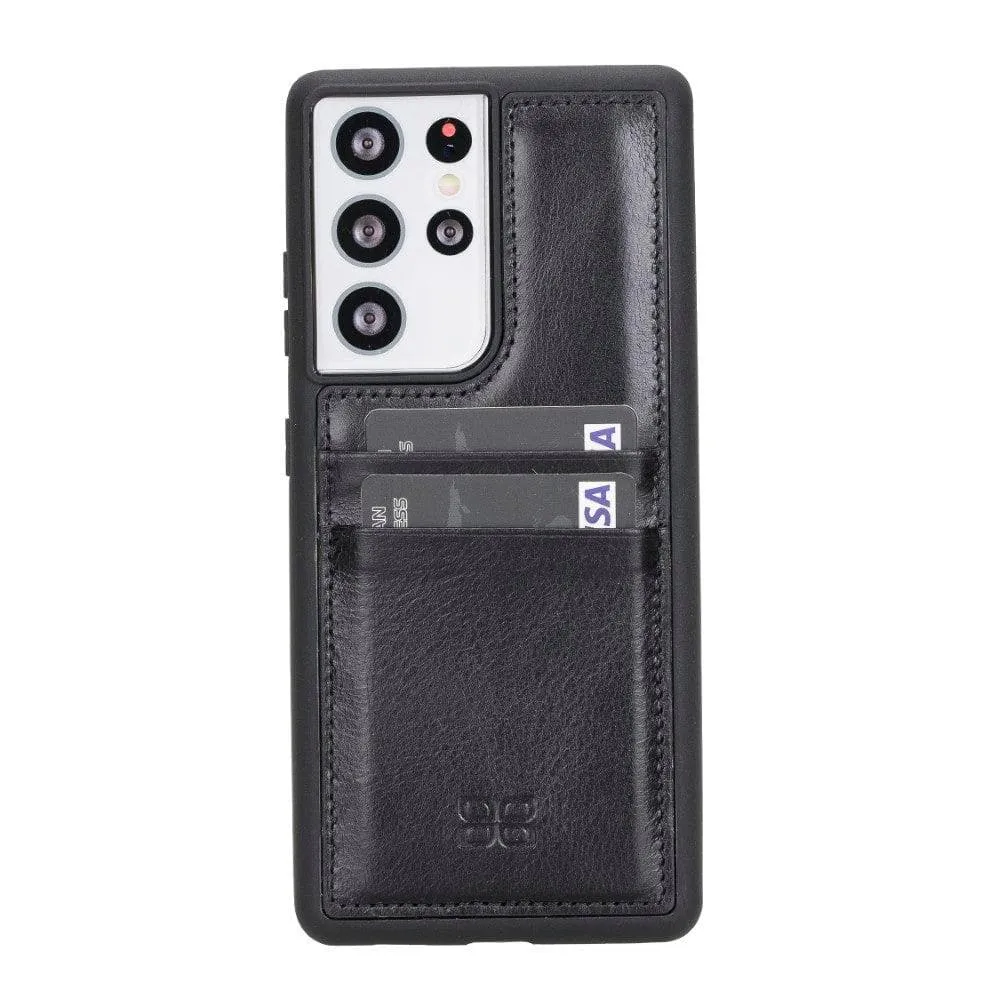 Flex Cover Back with Card Holder Leather Cases for Samsung Galaxy S21 Series