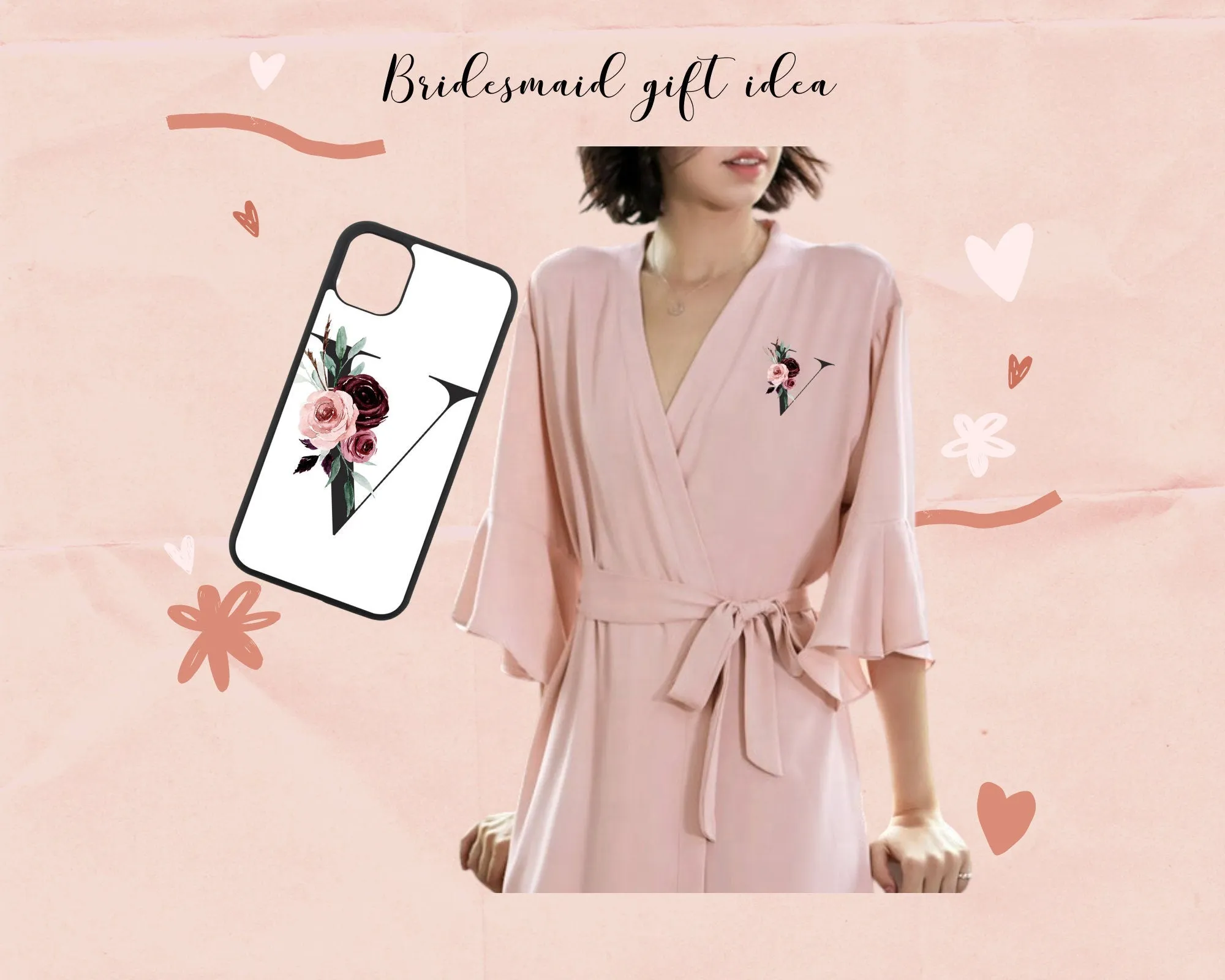 Floral initial iPhone 12 Pro Max Case, Personalized Names Custom Phone Case Cover, IPhone 12 Case,