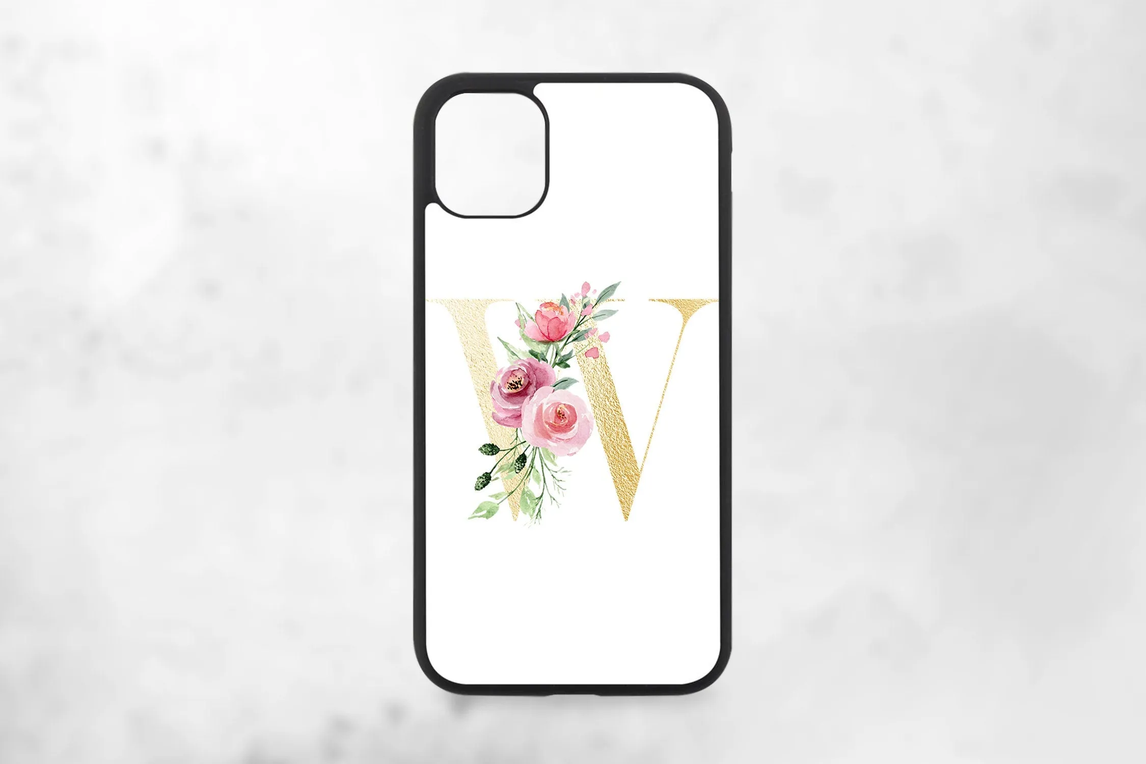Floral initial iPhone 12 Pro Max Case, Personalized Names Custom Phone Case Cover, IPhone 12 Case,