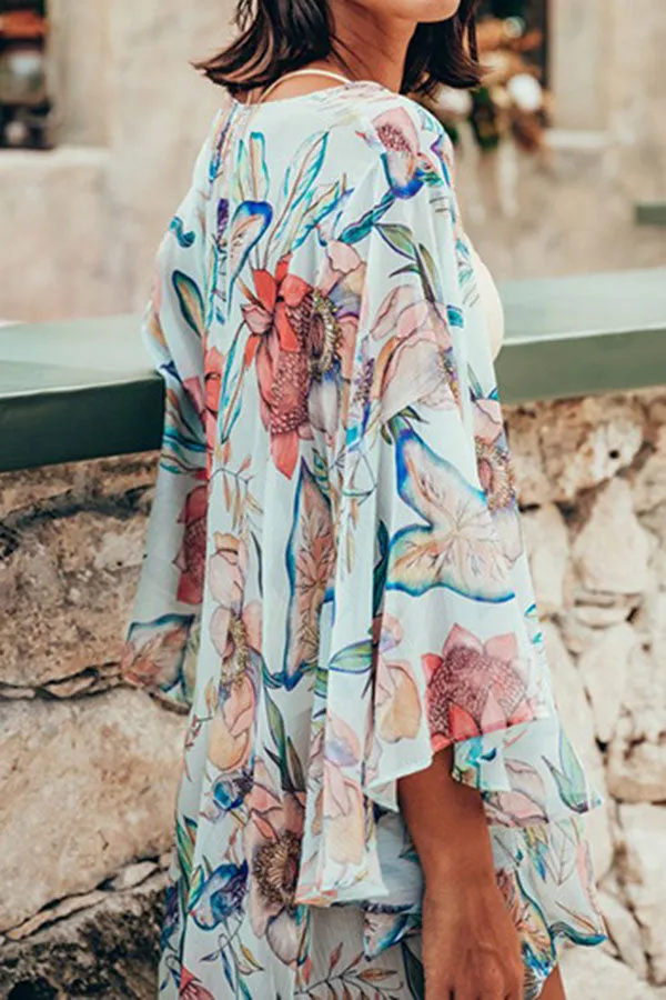 Floral Print Romantic Irregular Beachwear