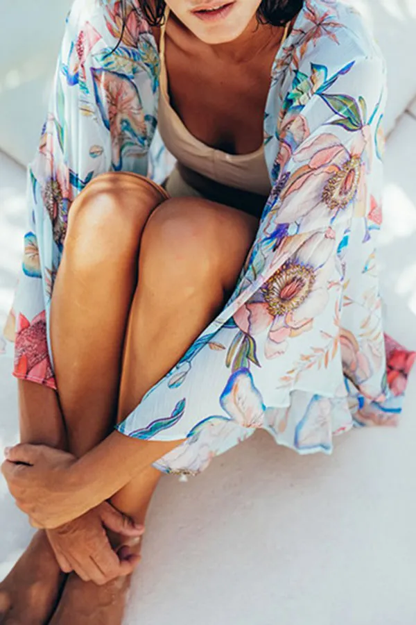 Floral Print Romantic Irregular Beachwear