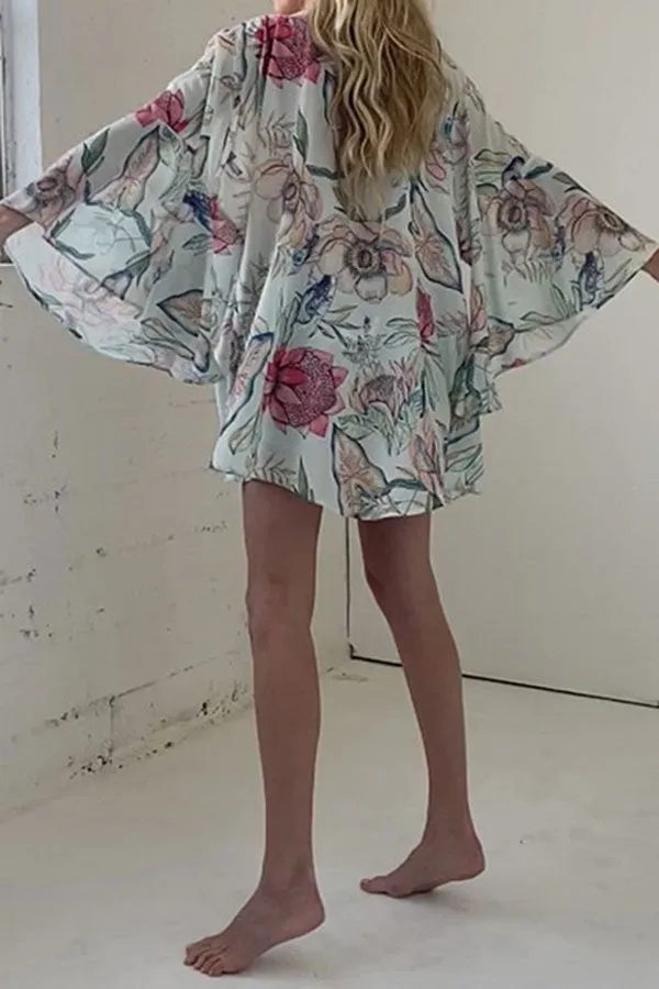 Floral Print Romantic Irregular Beachwear