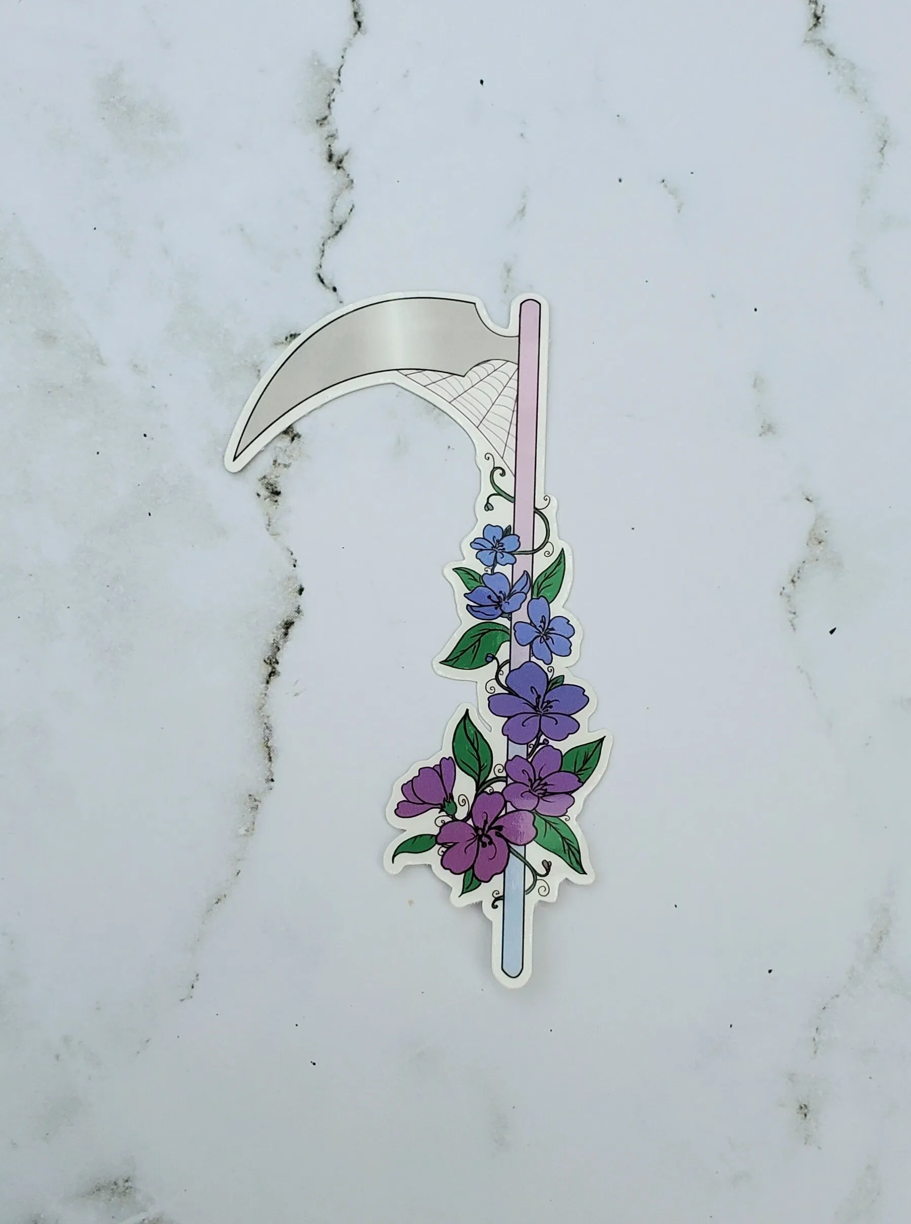 Floral Scythe Blue Sticker