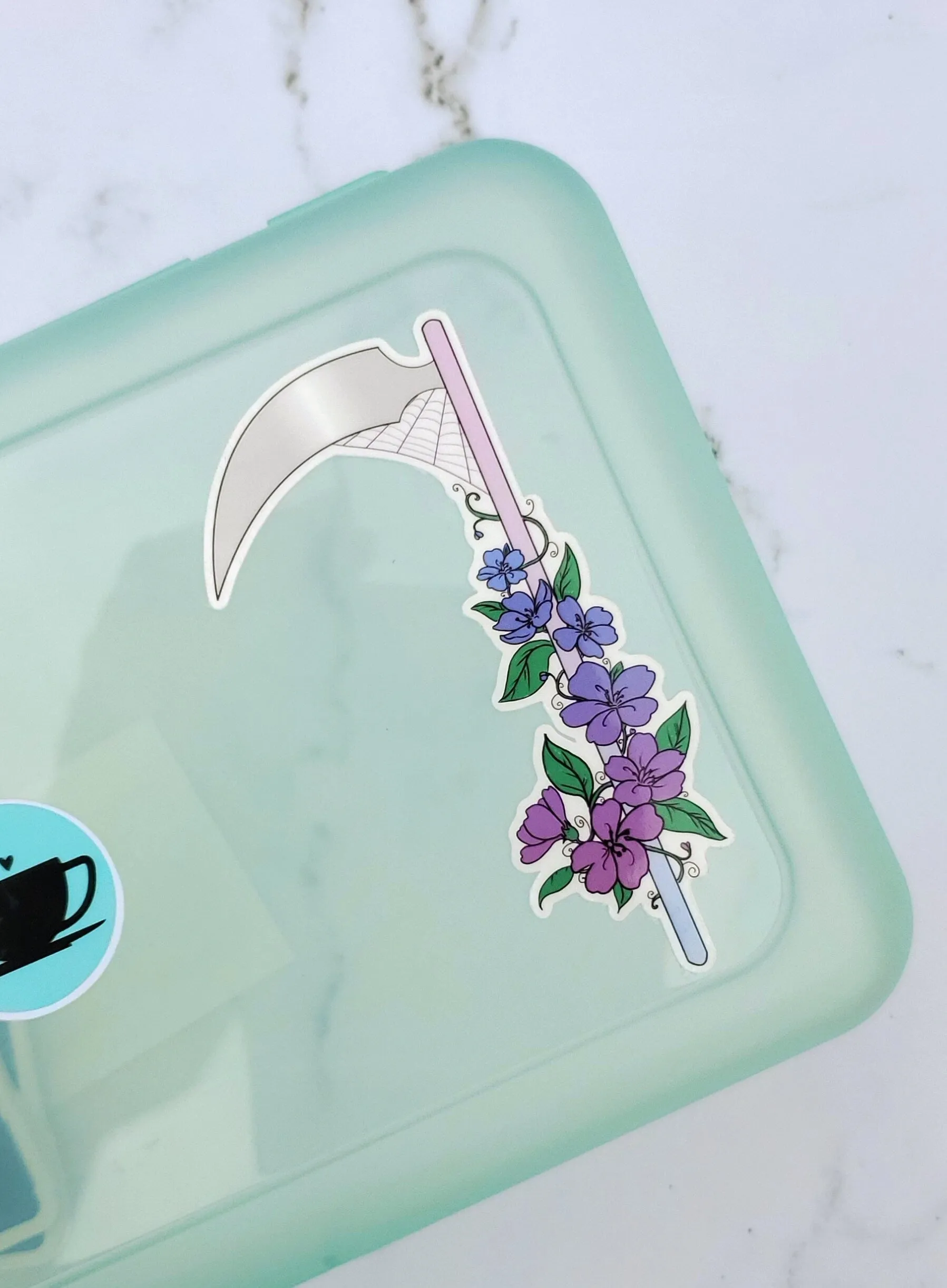 Floral Scythe Blue Sticker