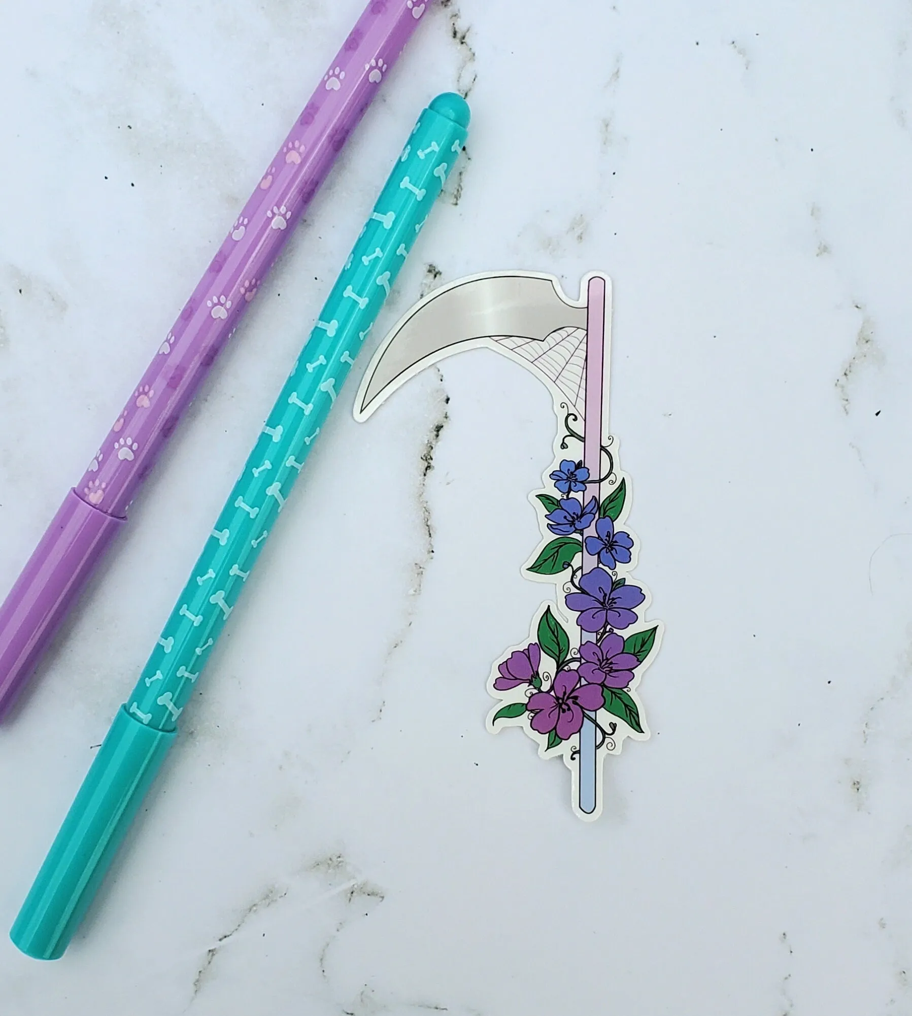 Floral Scythe Blue Sticker