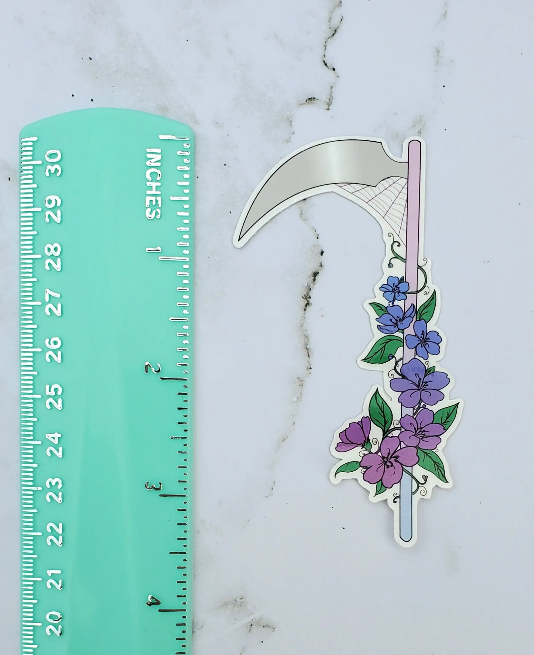 Floral Scythe Blue Sticker