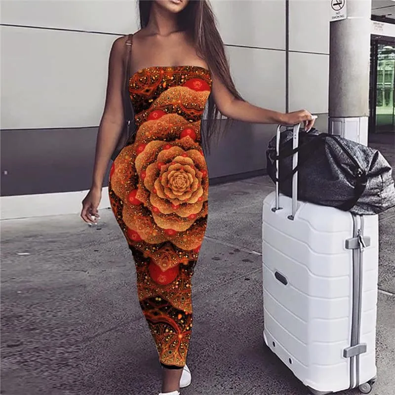 Flower Dress Women Art Vestido Sexy Harajuku Sundress Womens Clothing Casual