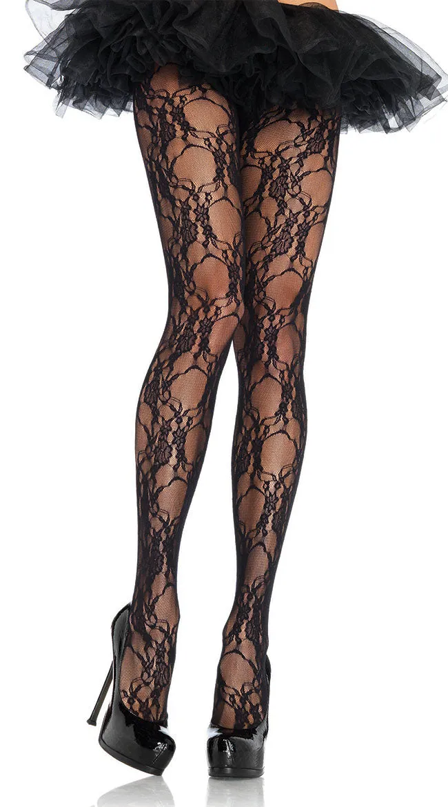 Flower Print Lace Pantyhose