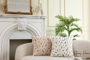 Fluffy Soft Plush Faux Fur with Gold Feathers Cushion Covers 45x45 CM