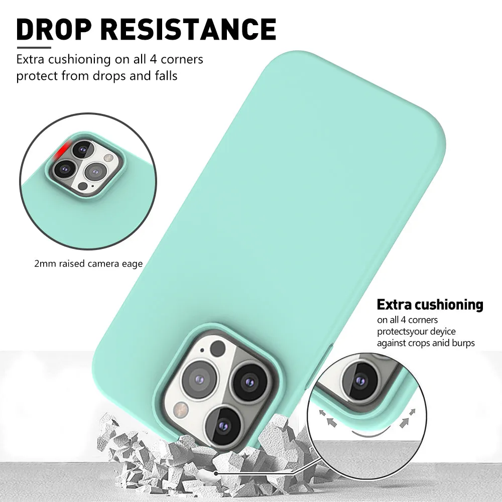 For Apple iPhone 12 Case with Built-in Screen Protector,Rugged PC Front Cover   Soft TPU Non-Slip Cover, Shockproof Full-Body Protective Case Cover - Teal